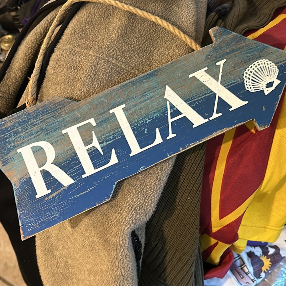 Relax Wooden Arrow Sign